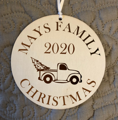 Custom Engraved Wood Ornament / Personalized With family Name
