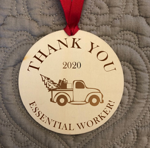 Engraved Wood Ornament / Thank You Essential Worker